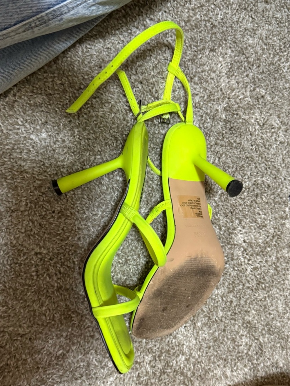 Steve Madden Briella Neon Lime Strappy High Heel Sandals - Picture 4 of 4